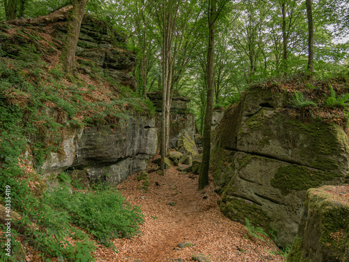 Schmaler Wanderweg zwischen Felsen und Bäumen © TravelPOIs