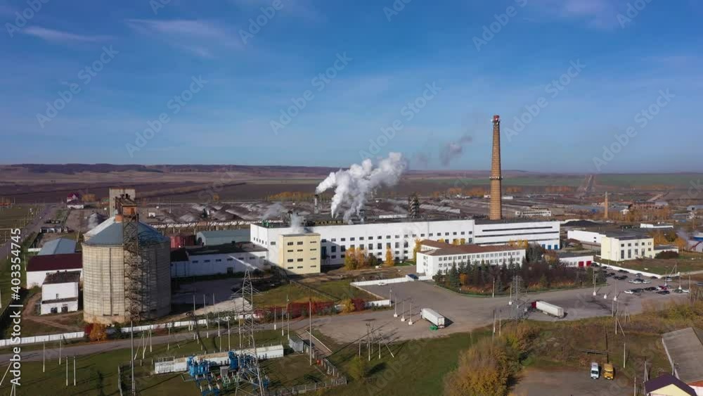 Plant for the production of sugar from sugar beets. Factory. Aerovideo, 4k Plant for the production of sugar from sugar beets. Factory. Aerovideo, 4k