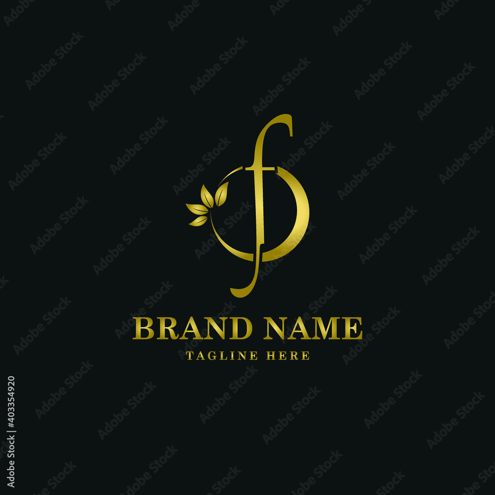 Golden Luxury Initial letter f on circle leaves for cosmetic, restaurant, boutique, hotel logo concept vector Golden Luxury Initial letter f on circle leaves for cosmetic, restaurant, boutique, hotel logo concept vector