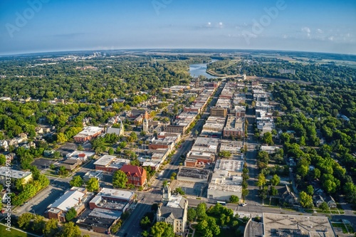 Fototapeta Naklejka Na Ścianę i Meble -  Aerial View of Lawrence, Kansas and its State University