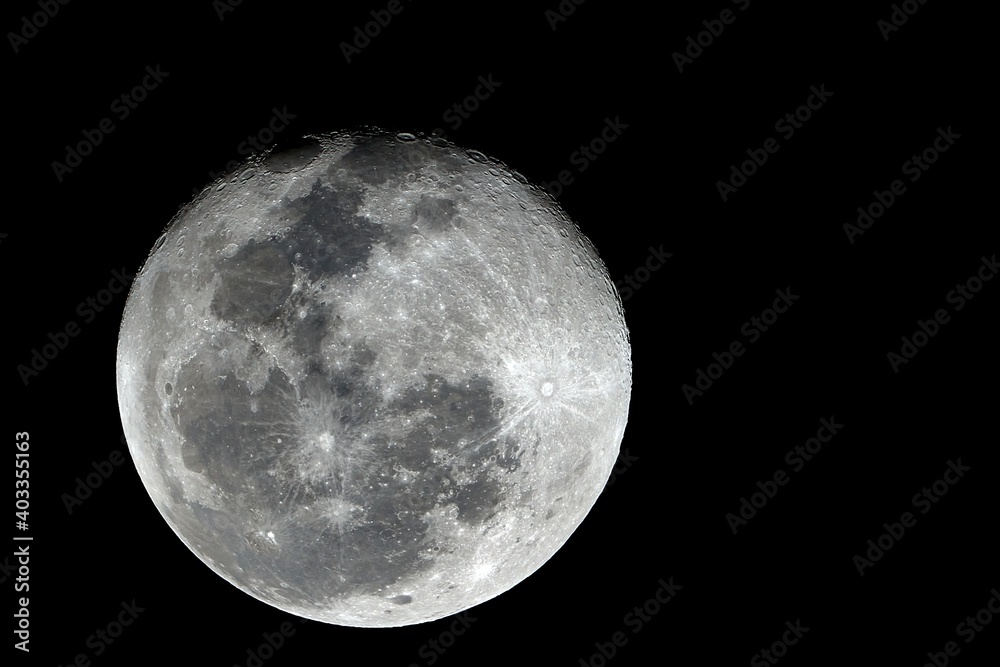 Fototapeta premium Full Moon With low light camera and trheated with Pxinsight