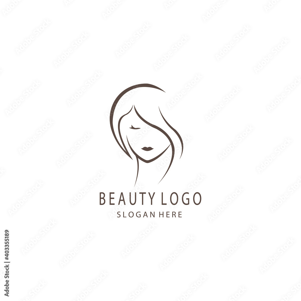 Beauty logo illustration woman face design abstract vector template