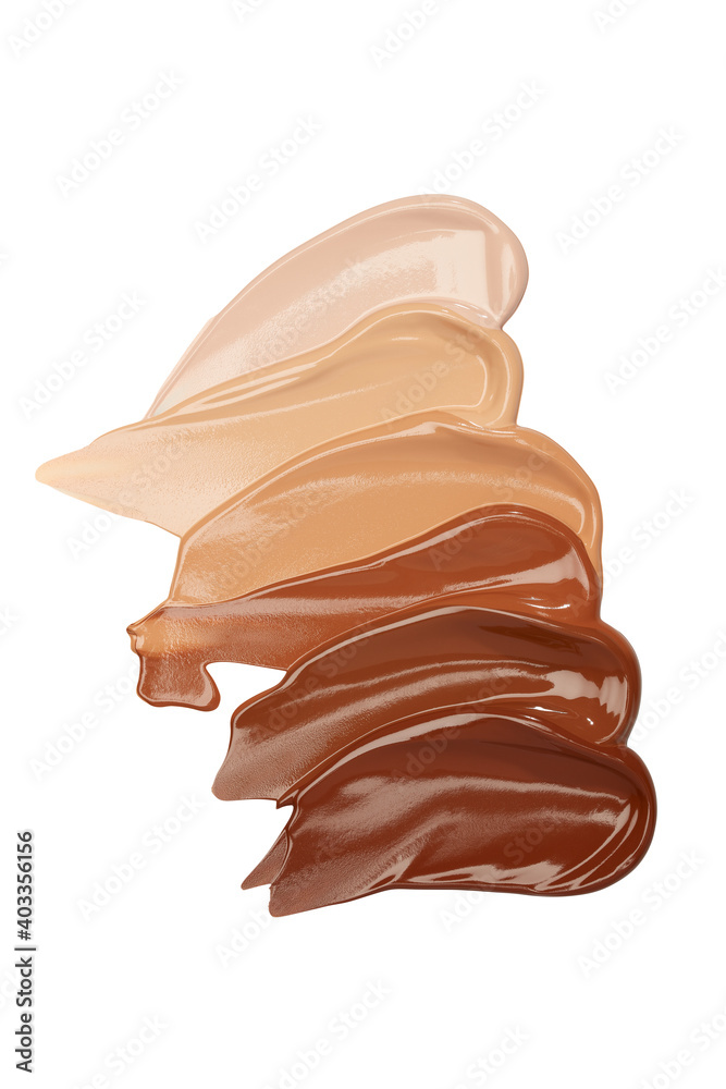 Foundation smears six skin tones Foundation smears six skin tones