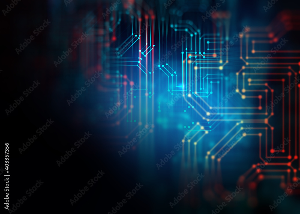 3d rendering  of Abstract futuristic blue circuit board and cpu