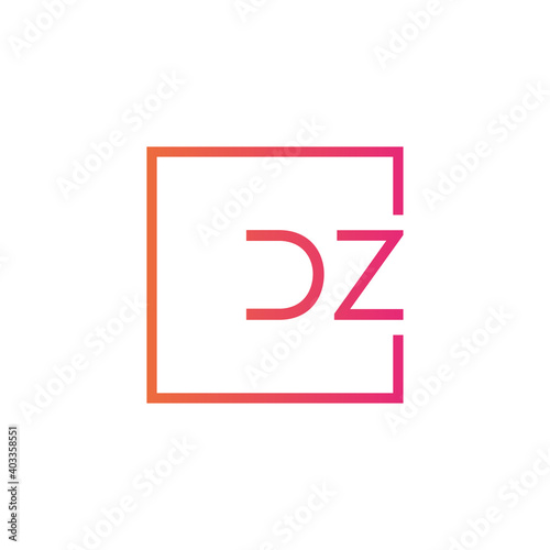 Creative initial letter DZ square logo design concept vector photo