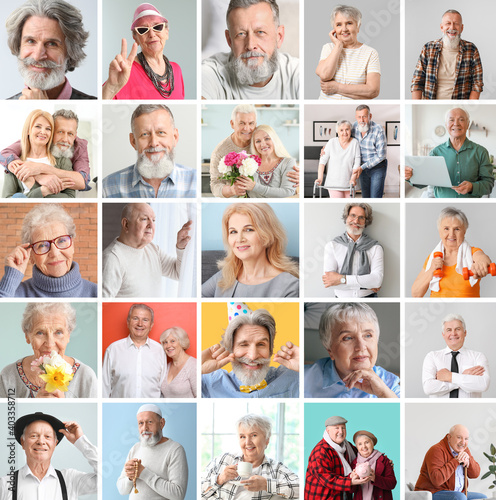Collage of different elderl...