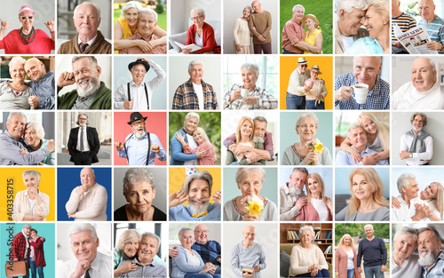 Collage of different elderl...