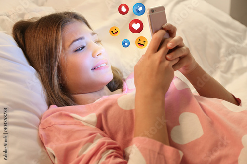 Cute teenage girl using mob...