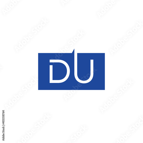 Creative initial letter DU square logo design concept vector