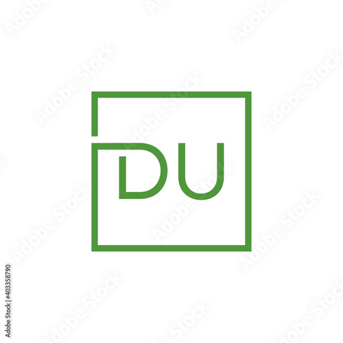 Creative initial letter DU square logo design concept vector