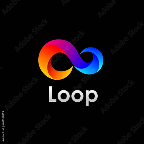 Infinity logo symbol, loop icon infinite