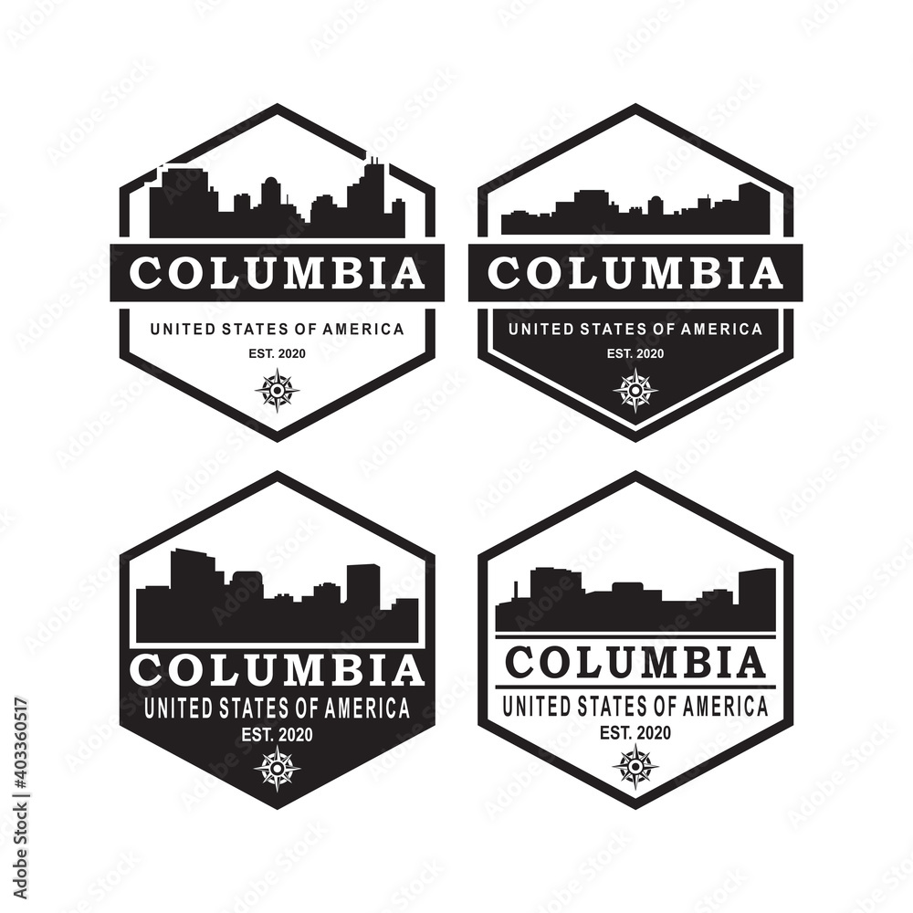 Obraz premium columbia skyline silhouette vector logo