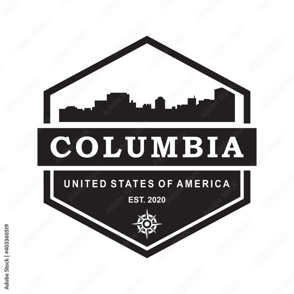 Obraz premium columbia skyline silhouette vector logo