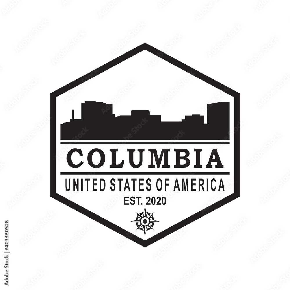 columbia skyline silhouette vector logo