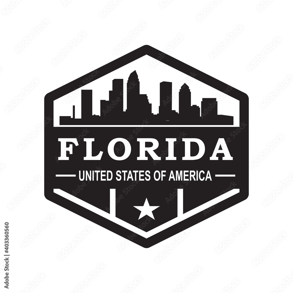 florida skyline silhouette vector logo