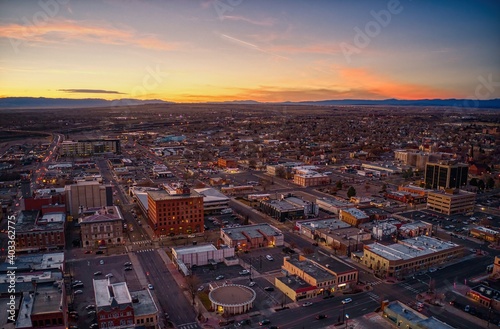 Aerial View of Pueblo, Colorado at Sunset