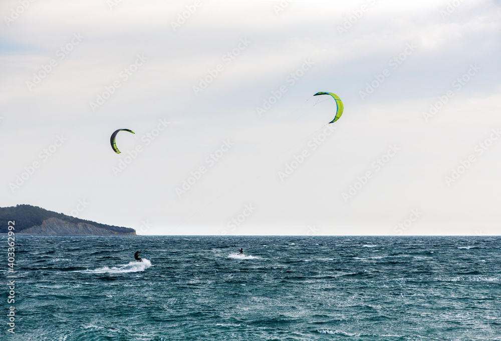 Windsurfing with man on the Black Sea