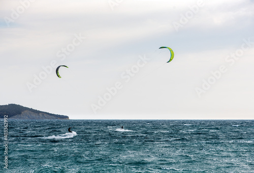 Windsurfing with man on the Black Sea