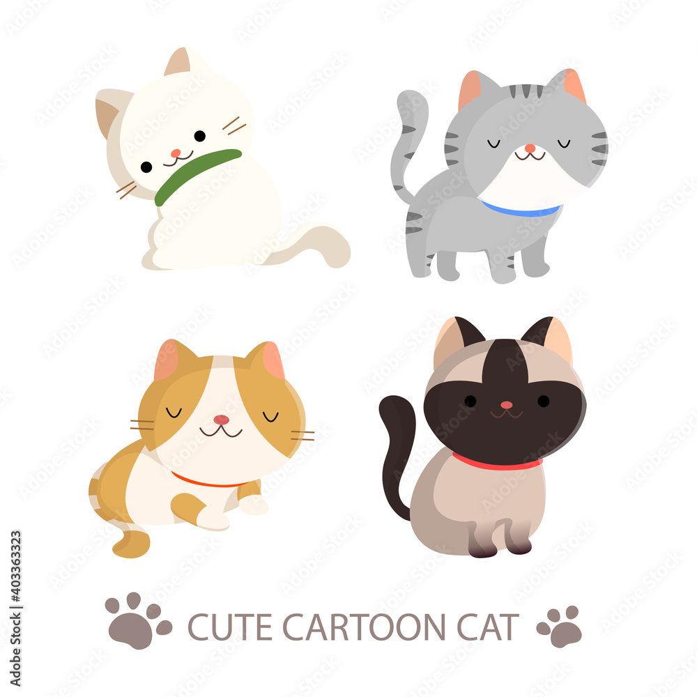 Cute cat cartoon collection Premium Vector