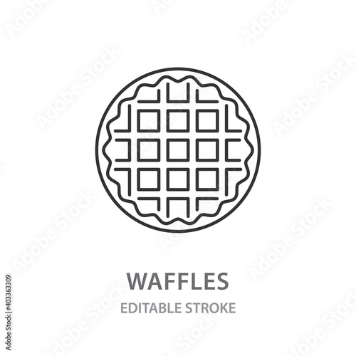 Waffles line icon on white background. Editable stroke.