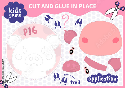 Children board animal game applique cut and glue in place for preschoolers and primary school students worksheets.Page read and match for kids educational book