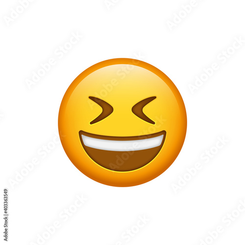 Grinning Face with Squinting Eyes emoji, Smiling Face with Open Mouth and  Tightly Closed Eyes, happy smiley emoticon, big grin Laughing character  Stock Vector | Adobe Stock