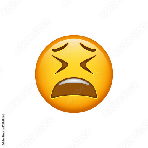 Distraught emoji Face, Tired emoticon, Exhausted Fed Up character