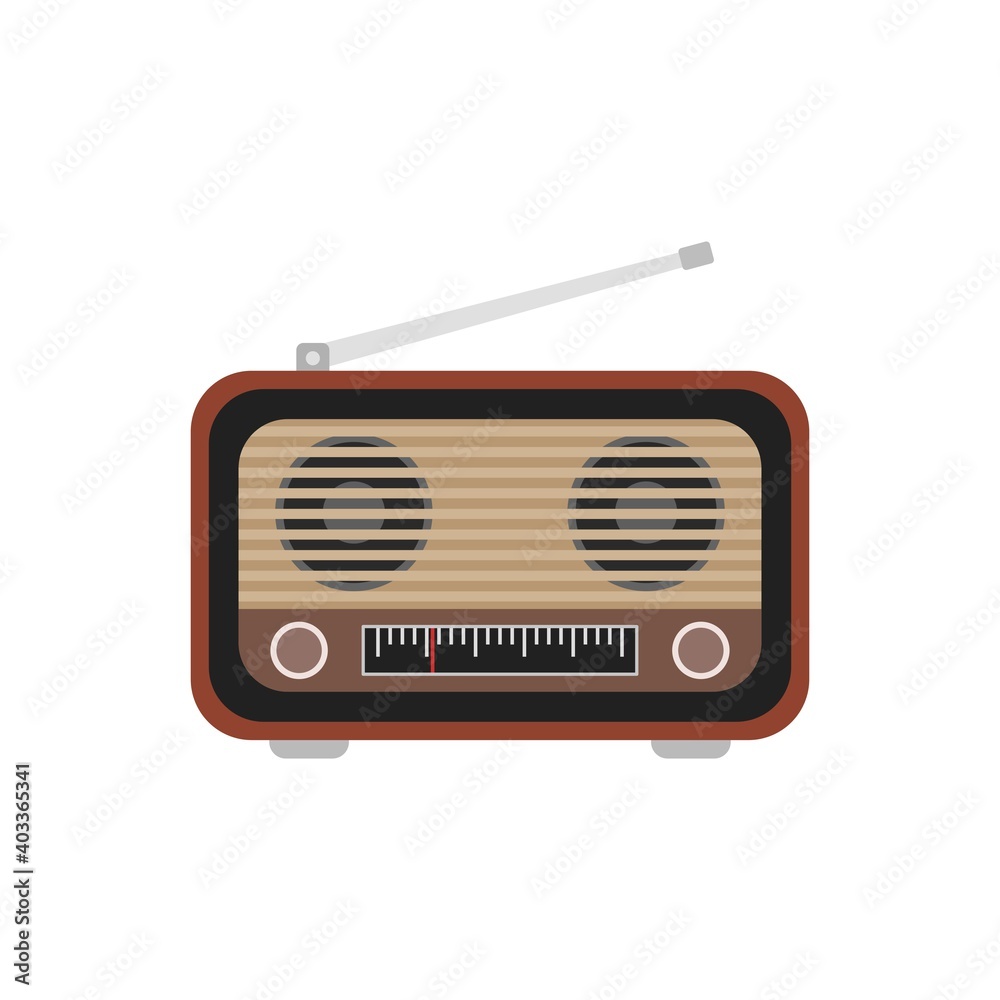 Radio vector illustration. Old radio illustration Radio vector illustration. Old radio illustration