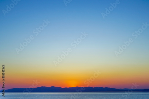 Natural landscape with sunset over the sea