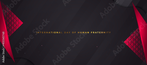 International Day Of Human Fraternity celebration banner with red and black composition in elegant concept