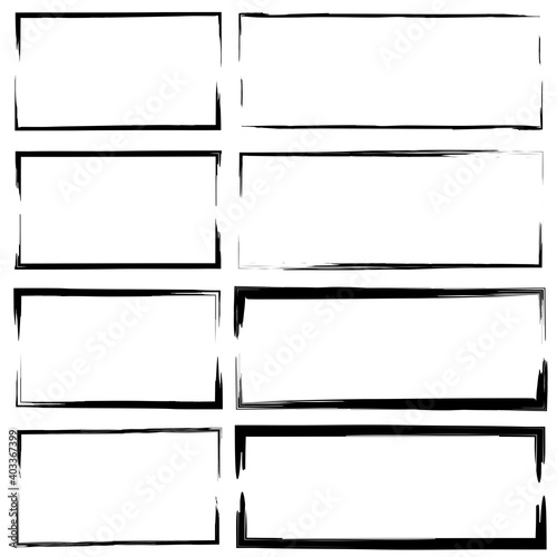 Rectangles in doodle style on white background. Grunge brush. Simple design. Stock image. EPS 10.