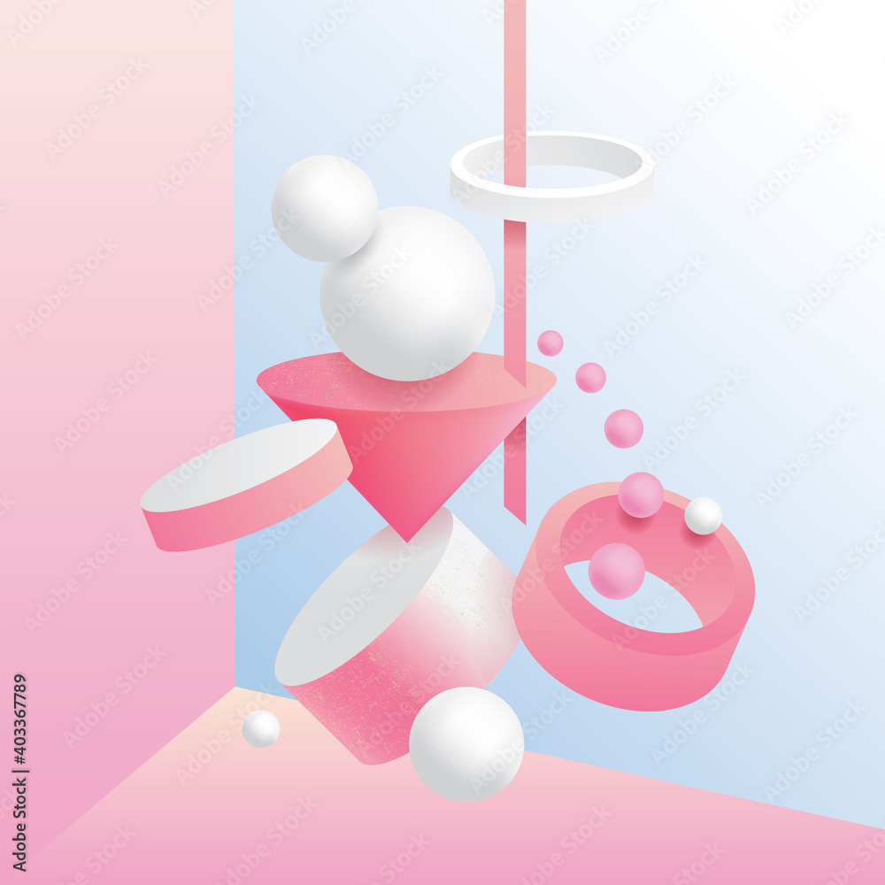 Vector illustration of minimalism 3d composition background. Design for Cards, Invitation, Frame Picture, Print and Business Advertisement Promotion