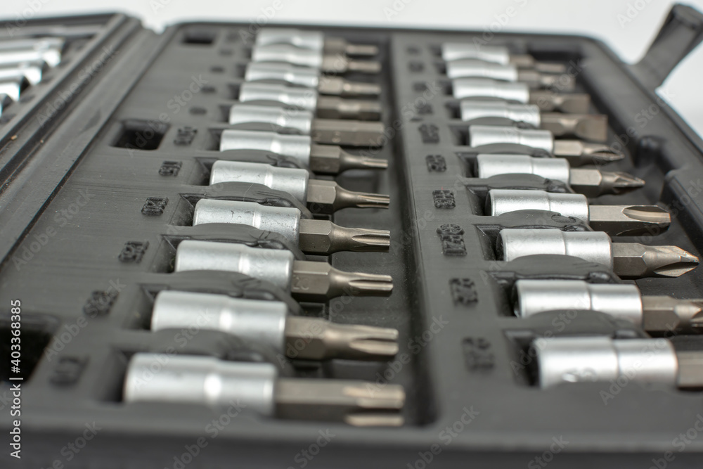 attachments for loosening bolts and nuts in a black box