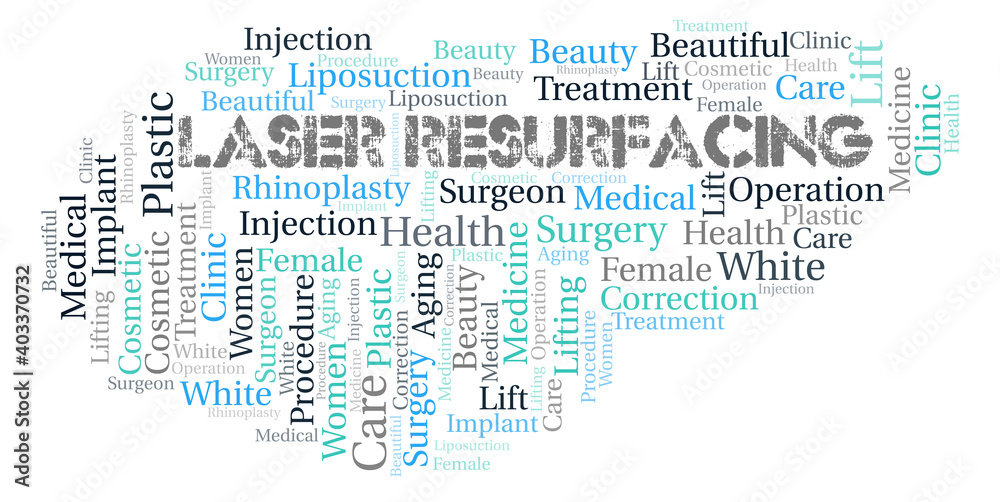 Fototapeta premium Laser Resurfacing typography word cloud create with the text only. Type of plastic surgery
