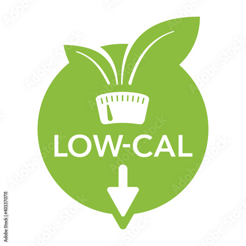 Low cal icon - scales with leaves and arrow down