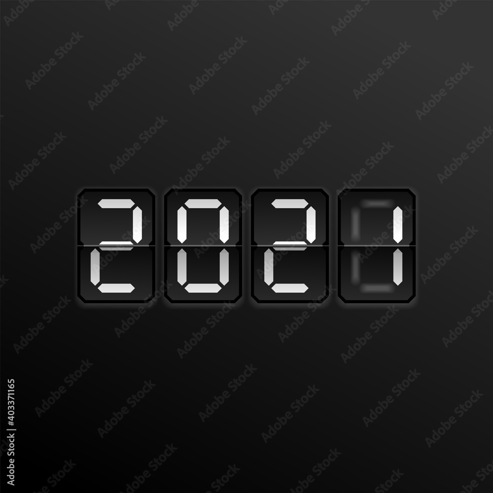 New Year 2021 on flip scoreboard New Year 2021 on flip scoreboard