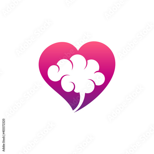 Fototapeta Naklejka Na Ścianę i Meble -  Love brain logo. Heart and brain flat logo design template