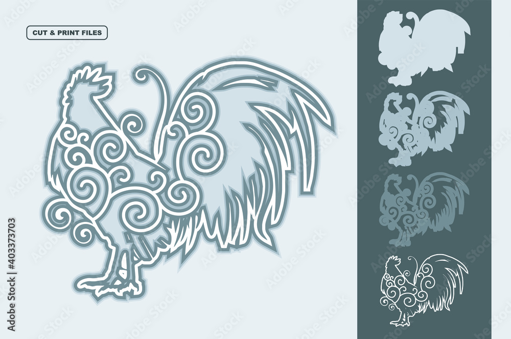 Fototapeta premium 3D Layered Chicken Cut File Vector