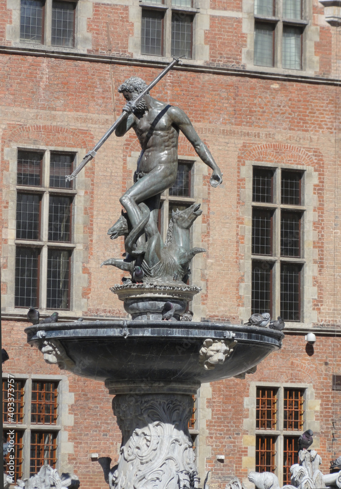The Neptune's Fountain in Gdańsk.