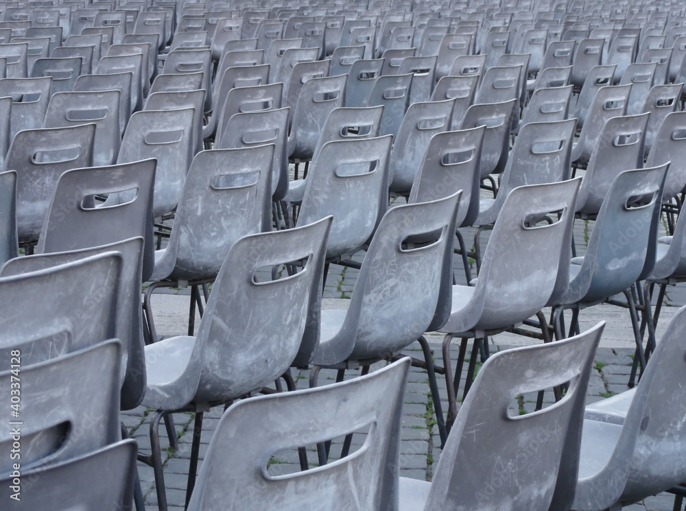 Fototapeta premium The rows of chairs in St Peter's Square in the Vatican