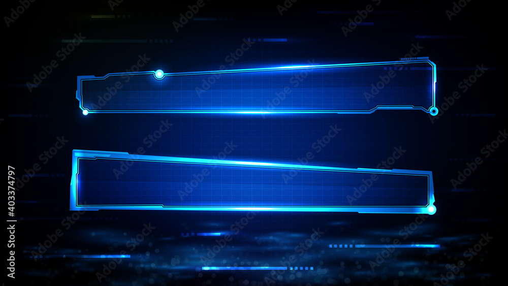 abstract futuristic background of blue glowing technology sci fi frame hud ui lower third buttom bar