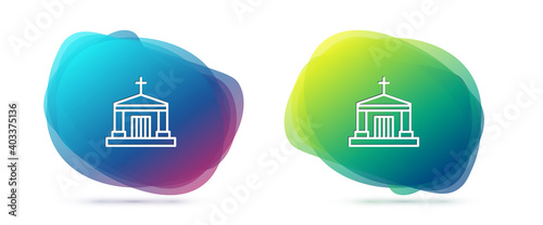 Set line Old crypt icon isolated on white background. Cemetery symbol. Ossuary or crypt for burial of deceased. Abstract banner with liquid shapes. Vector.