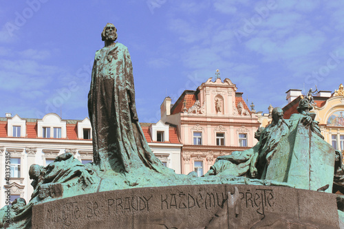 Sticker Jan Hus, the reformist, at Prague.