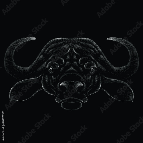 The Vector logo bull for T-shirt design or outwear.  Hunting style bull background. This drawing would be nice to make on the black fabric or canvas.