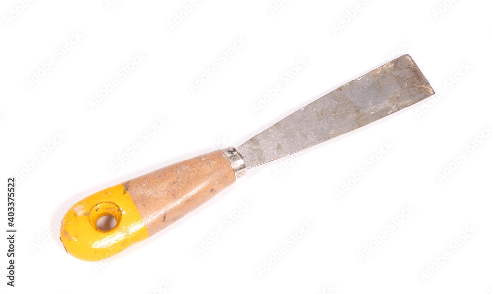 Old used putty knife isolated Old used putty knife isolated