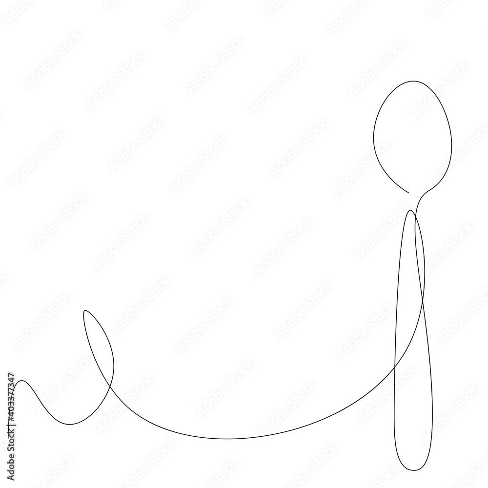Spoon one line drawing, vector illustration Spoon one line drawing, vector illustration