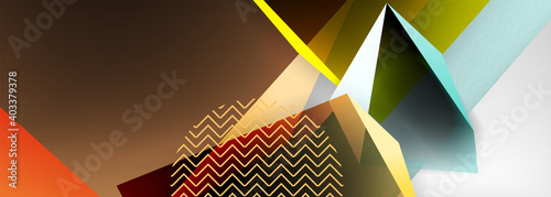 Low poly 3d geometric shapes, minimal abstract background. Vector illustrations for covers, banners, flyers and posters and other