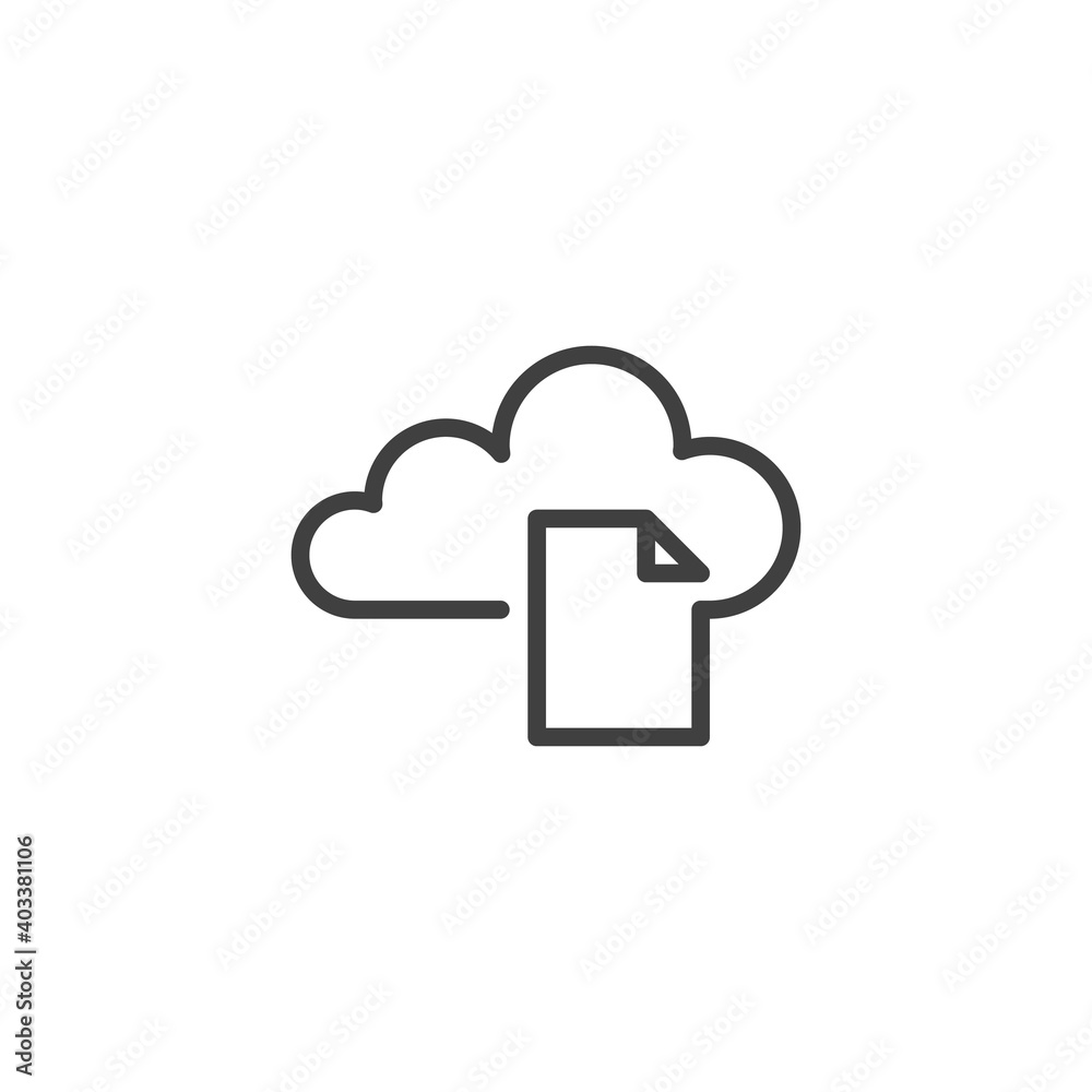Document cloud line icon. linear style sign for mobile concept and web design. Cloud computing with document file outline vector icon. Symbol, logo illustration. Vector graphics Document cloud line icon. linear style sign for mobile concept and web design. Cloud computing with document file outline vector icon. Symbol, logo illustration. Vector graphics