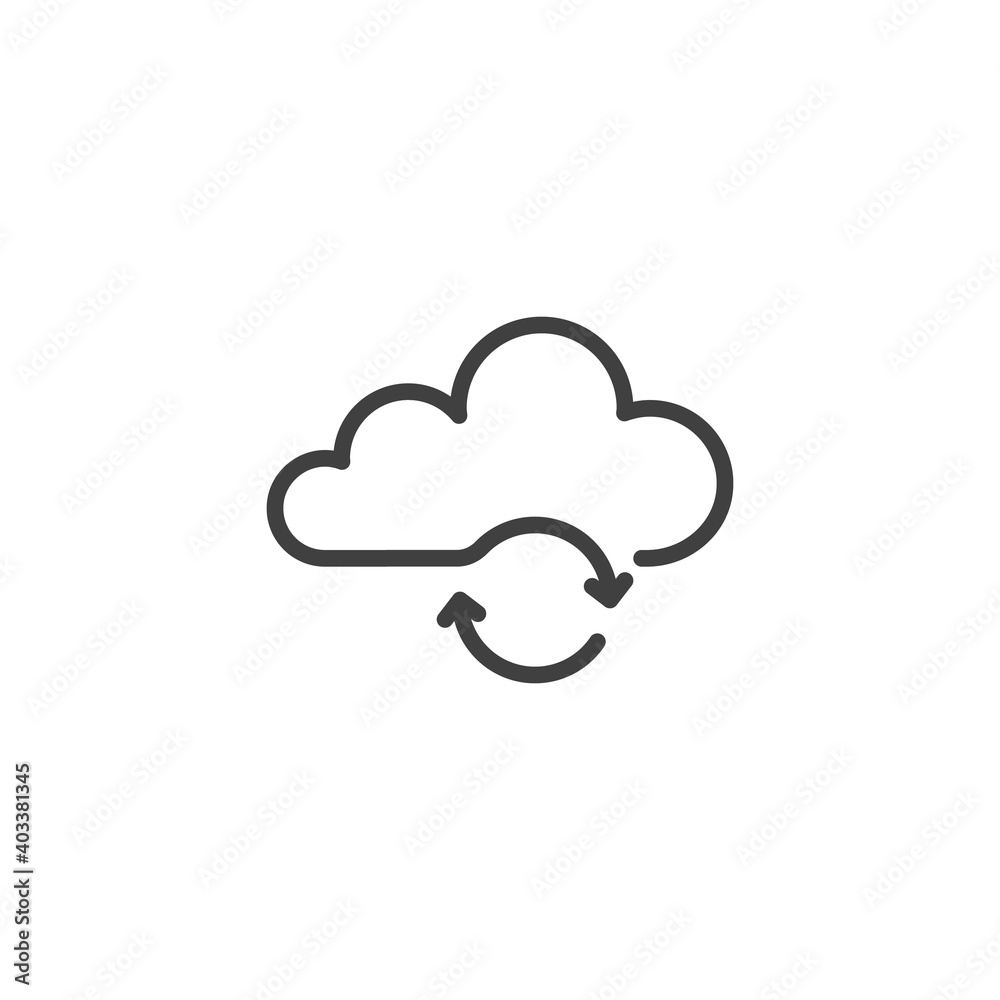 Cloud update line icon. linear style sign for mobile concept and web design. Cloud computing sync outline vector icon. Symbol, logo illustration. Vector graphics Cloud update line icon. linear style sign for mobile concept and web design. Cloud computing sync outline vector icon. Symbol, logo illustration. Vector graphics