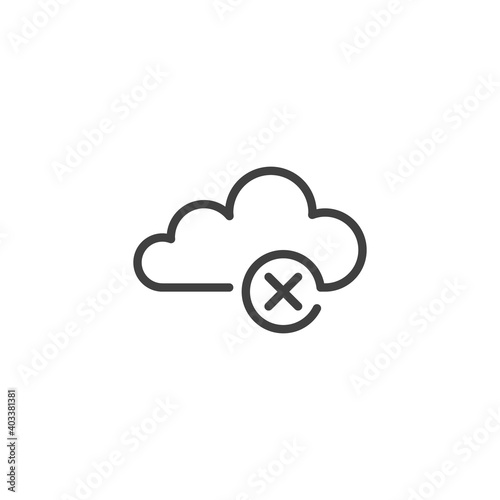 Cloud delete line icon. linear style sign for mobile concept and web design. Cloud computing cancel outline vector icon. Symbol, logo illustration. Vector graphics